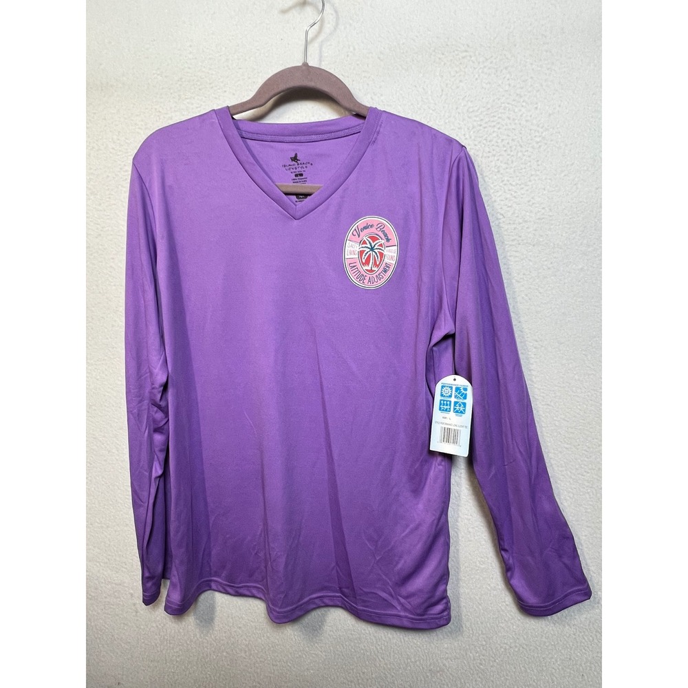 Island Beach Lifestyle Mens Purple Venice Beach UPF 50 Performance Tee Large NWT